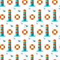 Seamless patterns nautical elements vector Royalty Free Stock Photo