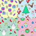 Seamless patterns set in flat style. Xmas elements