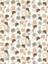 Seamless patterns with skulls and flowers