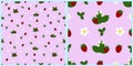 Seamless patterns with strawberries