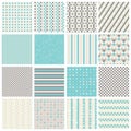 Seamless patterns with stripes, stars, bricks Royalty Free Stock Photo