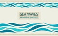 Seamless patterns with stylized sea waves Royalty Free Stock Photo