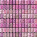 Seamless pavement relief pattern of pink and beige ceramic tiles