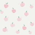 Seamless with peach fruit watercolor pattern on canvas background