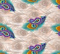 Seamless peacock feather pattern design Royalty Free Stock Photo