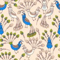 Seamless peacocks Royalty Free Stock Photo
