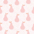 Seamless pear cute pink stylized fruit pattern.