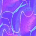 Seamless Pensil Image. Anatomic Swirled Print. Futuristic Neuron Cell. Crayon Ornate Pattern. Stylish Texture. Cyberpunk Colors