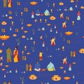 Seamless people celebrating diwali colourful pattern