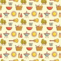 Seamless picnic pattern. Summer outdoor recreation. Vector background Royalty Free Stock Photo