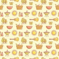 Seamless picnic pattern. Summer outdoor recreation. Vector background Royalty Free Stock Photo