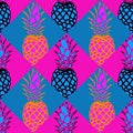 Seamless Pineapple Pattern In Pink And Blue