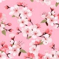 Seamless pink background pattern of pink Sakura blossom or Japanese flowering cherry symbolic of Spring in a random arrangement Royalty Free Stock Photo