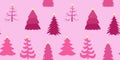 seamless pink Christmas tree pattern. christmas background, gift wrapping. vector