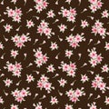 Seamless Pink Daisy Flower And Pink Daisy Buds Pattern With Dark Brown Background Royalty Free Stock Photo