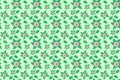 Seamless pink floral and green leaves on a light green background for fabric and product prints, endlessly stitching Royalty Free Stock Photo