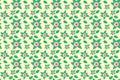 Seamless pink floral and green leaves on a pale yellow background for fabric and product prints, endlessly stitching Royalty Free Stock Photo