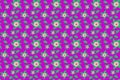 Seamless pink floral and green leaves on purple background for fabric and product prints, endlessly stitching Royalty Free Stock Photo