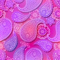 Seamless pink flower paisley pattern