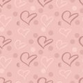 Seamless pink heart pattern. Romantic background. Vector illustration. Royalty Free Stock Photo