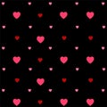 Seamless Pink heart pattern vector on black background Royalty Free Stock Photo