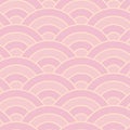 Seamless pink Japan sea wave pattern. Repeating grey ocean water curve asian texture. Sakura color line art vector illustration