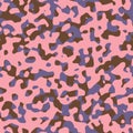 Seamless pink khaki camouflage abstract texture. Imperfect mottled pattern background. Organic camo distorted all over Royalty Free Stock Photo