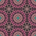 Seamless pink lace pattern print on black Royalty Free Stock Photo