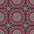 Seamless pink lace pattern print on black Royalty Free Stock Photo