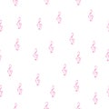 Seamless pink melodies note pattern repeating texture with white background illustration vector design
