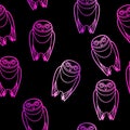 Seamless Pink Owls over Black