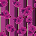 Seamless pink poppy flowers pattern background