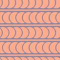 Seamless pink-purple background. Pattern of crescents and lines. The horizontal pattern. Delicate pastel shades of pink