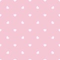 Seamless pink texture with scattered hearts. Valentine`s Day backdrop. Royalty Free Stock Photo