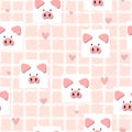 Seamless pink vector pattern with cute pigs. Baby print. Royalty Free Stock Photo