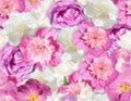 SEAMLESS pink white flower texture. Peony pattern.