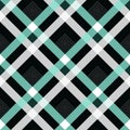 Seamless plaid pattern in black, green and white stripes. Checkered fabric texture print. Vector flat illustration.