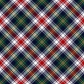 Seamless plaid pattern for Christmas and New Year in navy blue, red, green, yellow, white. Herringbone texture. Royalty Free Stock Photo