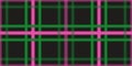 Dark Seamless Plaid Pattern in Pink and Green, Modern Elegant Check Fabric Vector for Fashion Design Royalty Free Stock Photo