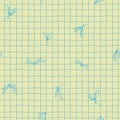 Seamless plaid pattern with hand drawn grid, Preppy, bows, small-scale gingham Royalty Free Stock Photo