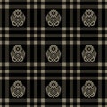 Seamless plaid pattern with paisley and flower design Royalty Free Stock Photo