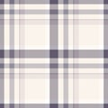 Seamless plaid pattern in pastel cream, purple, dusty pink, gray and white