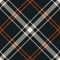 Seamless plaid pattern texture in brown, orange, off white. Dark tartan vector graphic background texture for flannel shirt. Royalty Free Stock Photo