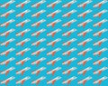 Seamless plane vector pattern on blue sky background. Flat vector, modern design. Bright background for packaging, fabrics,