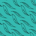 Seamless plant leaves pattern. Vector hand drawn illustration, autumn theme Royalty Free Stock Photo