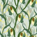 Seamless plants pattern background with abstract wildflowers , greeting card or fabric