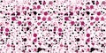 Seamless Playful Chaotic Disco Bubble Polka Dot circle pattern in hotpink and white