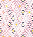 seamless playful creative pattern. Stylish dots doodle rhombus colorful background Royalty Free Stock Photo