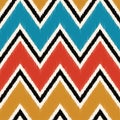 Seamless retro multicolored fabric wide chevron wave textile pattern. 