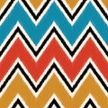 Seamless retro multicolored fabric wide chevron wave textile pattern. 